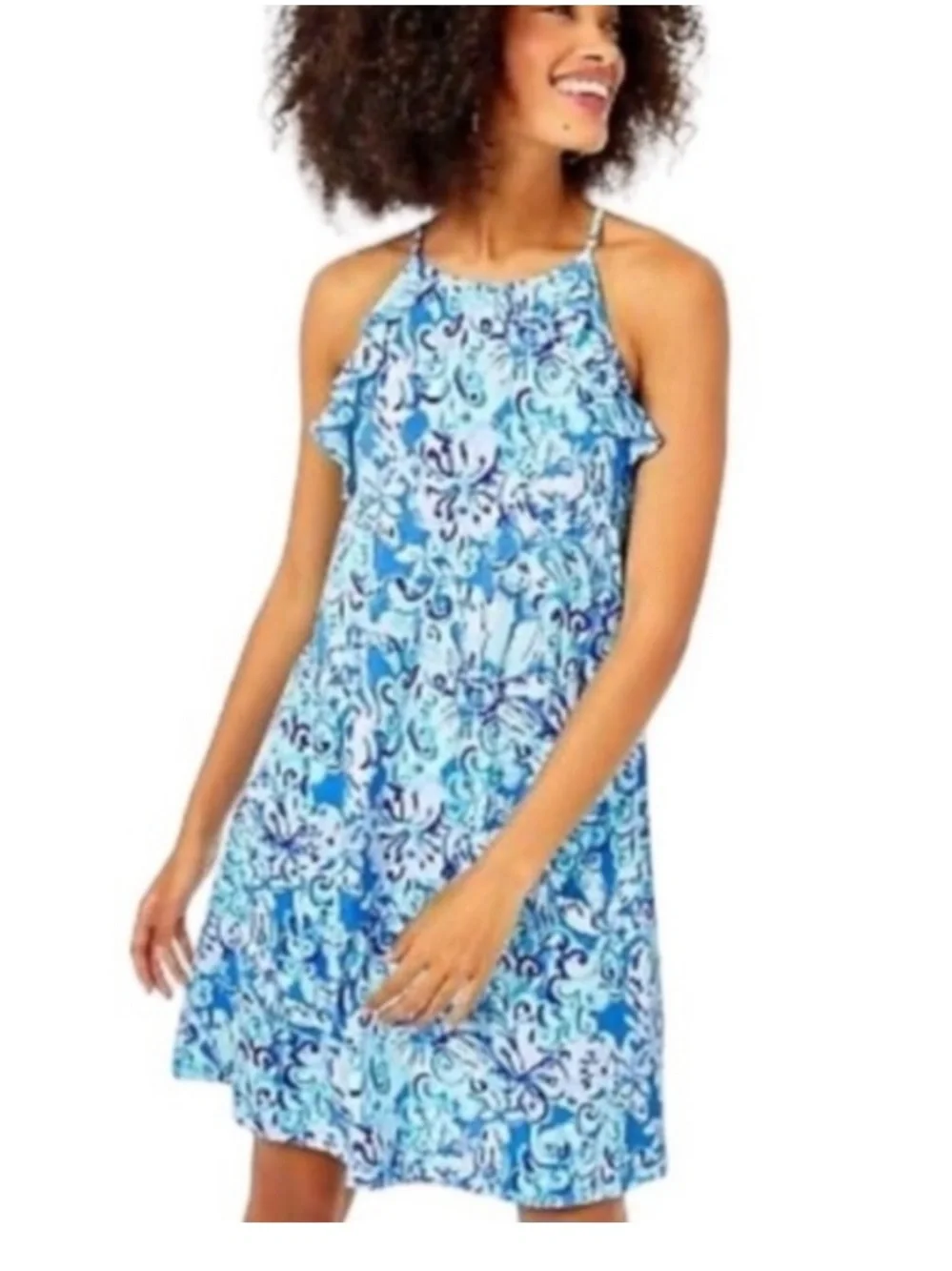 Lilly Pulitzer Billie dress size M Saltwater blue Suns out funs out - Picture 9 of 10